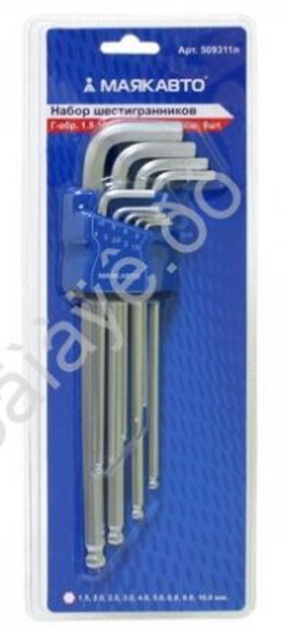 Набор шестигранников  9пр (1,5-10мм) удил. с шаром МАЯКАВТО™ 509311л