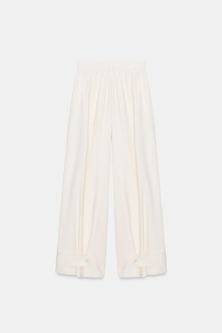 ZARA БРЮКИ СВОБОДНОГО КРОЯ С РЕГУЛИРУЕМЫМИ МАНЖЕТАМИ, ЖЕЛТОВАТО-БЕЛЫЙ