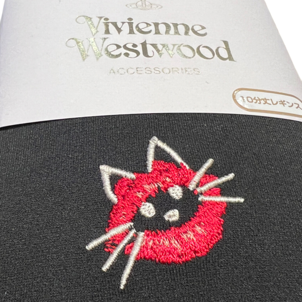 VIVIENNE WESTWOOD ЛЕГГИНСЫ СЕРЫЕ С ВЫШИВКОЙ В ВИДЕ КОТА