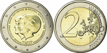 Нидерланды 2 евро 2013 Коронация Короля Виллема-Александра aUNC