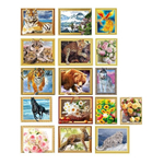 Алмазная мозаика со стилусом, лотком, желеобразным клеем, крепежом и пинцетом, 16 рисунков ассорти, размер 50*40 см