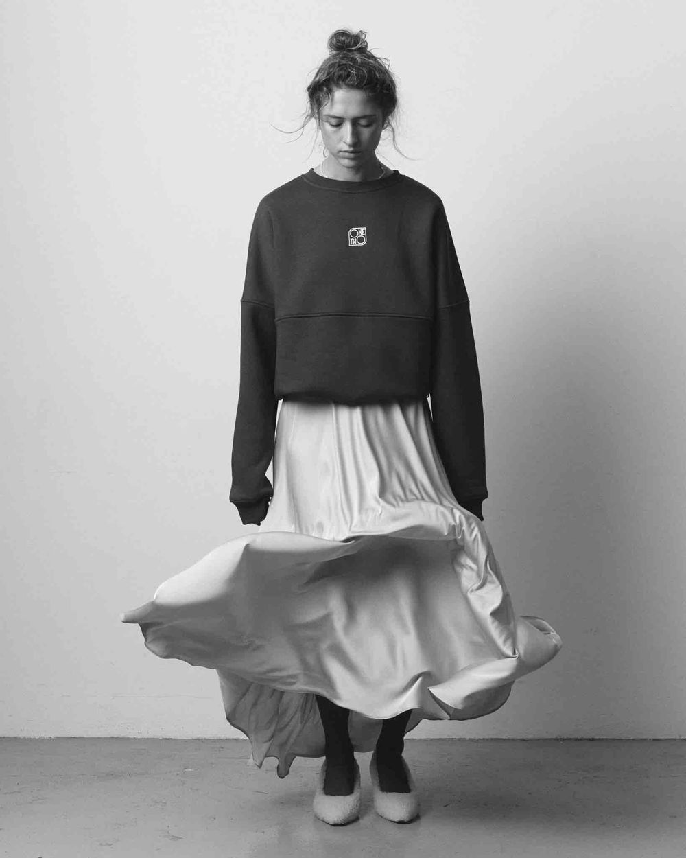 Юбка One Two Silk A-line Silver