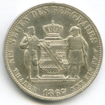 1 талер 1867 (В). Германия-Саксония. Серебро VF-XF