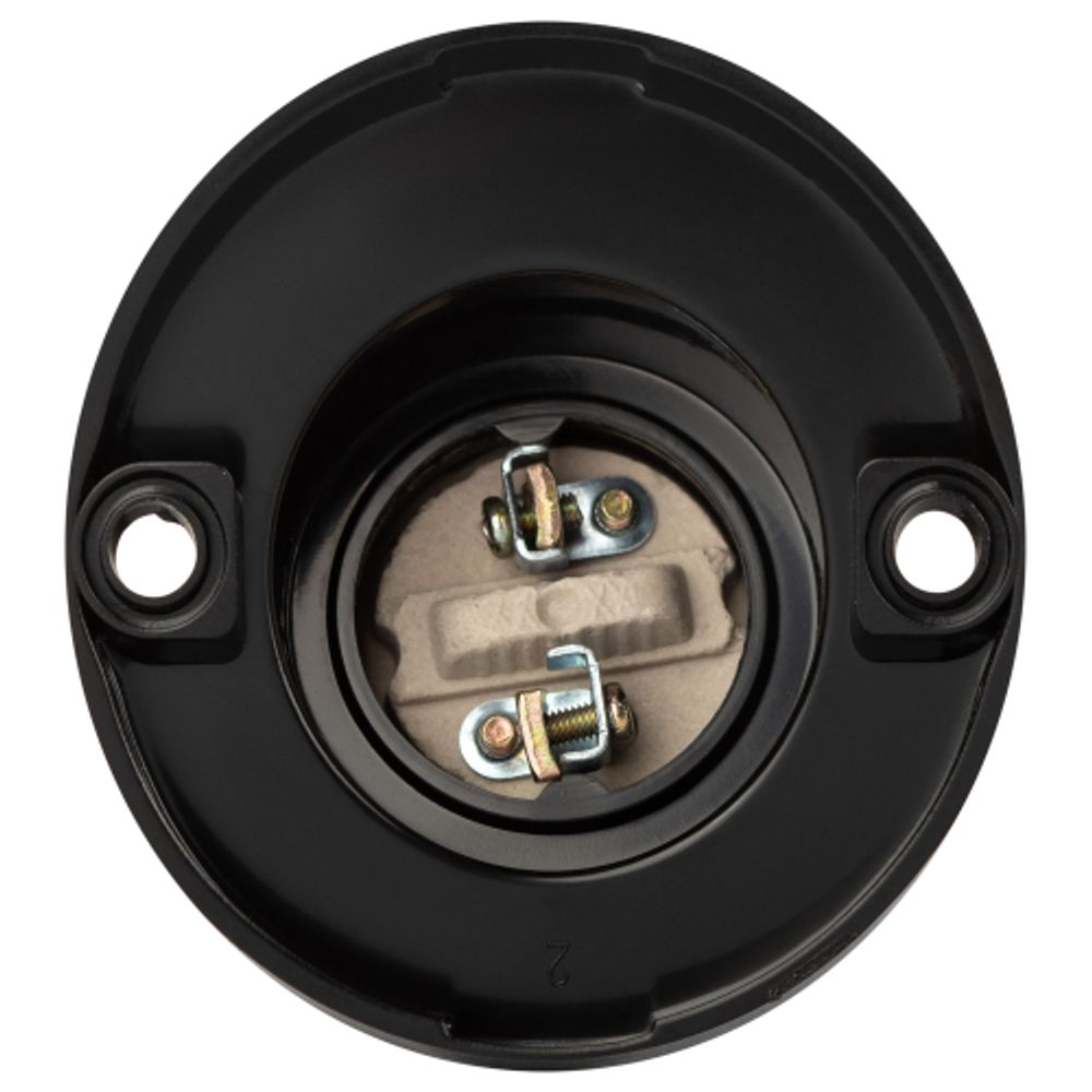 Патрон ЭРА Е27 настенный бакелит черный без наклейки групповая упаковка 50 шт