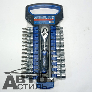 Набор головок  27пр МАЯКАВТО™ (12 головок 6гр. 4-14мм, 14бит с трещоткой 1/4") 5251427