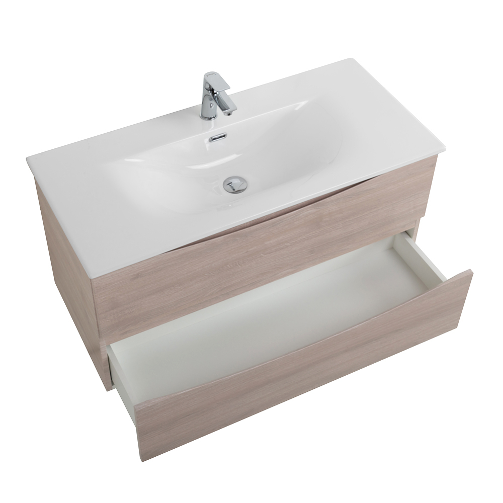 Тумба с раковиной подвесная BelBagno MARINO-CER-N-1000-2C-SO-RG-P Rovere Grigio, раковина белая BB-8099-100