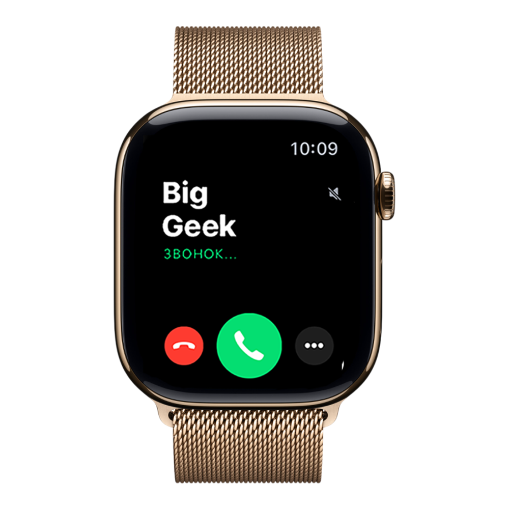 Часы Apple Watch Series 11, 46 мм, титан золотого цвета, миланский сетчатый браслет