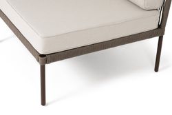 "Канны" угловой модуль плетеный из роупа, каркас алюминий коричневый (RAL8016) муар, роуп коричневый круглый, ткань бежевая 035