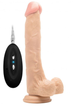 Телесный вибратор-реалистик Vibrating Realistic Cock 10 With Scrotum - 27 см. (Цвет: телесный)