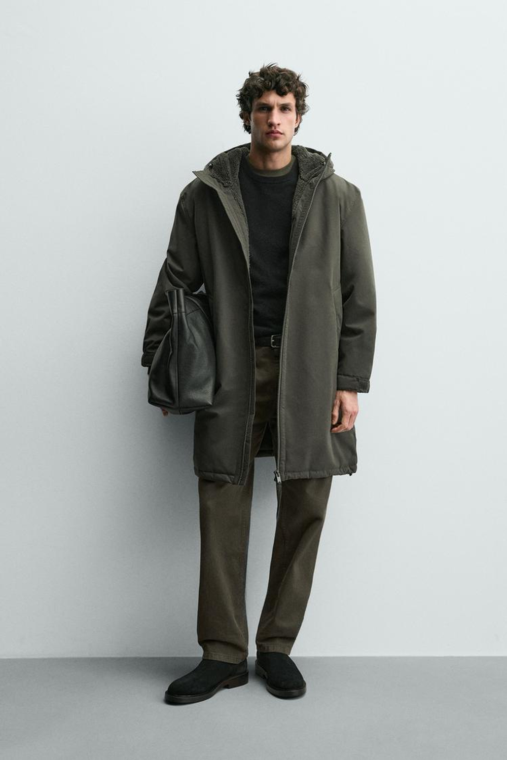 ZARA СТЕГАНАЯ КУРТКА С КОМБИНИРОВАННОЙ ОТДЕЛКОЙ, ХАКИ