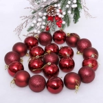 Новогодние шары 6 см (набор 24 шт) «Микс фактур», темный рубин