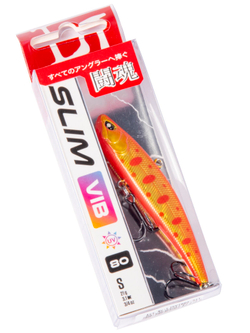 Воблер вертикальный Lucky John Slim VIB S 80, цвет 341