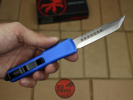 Нож Microtech Ultratech Helhound H/E - синяя рукоять, клинок сатин RK-378