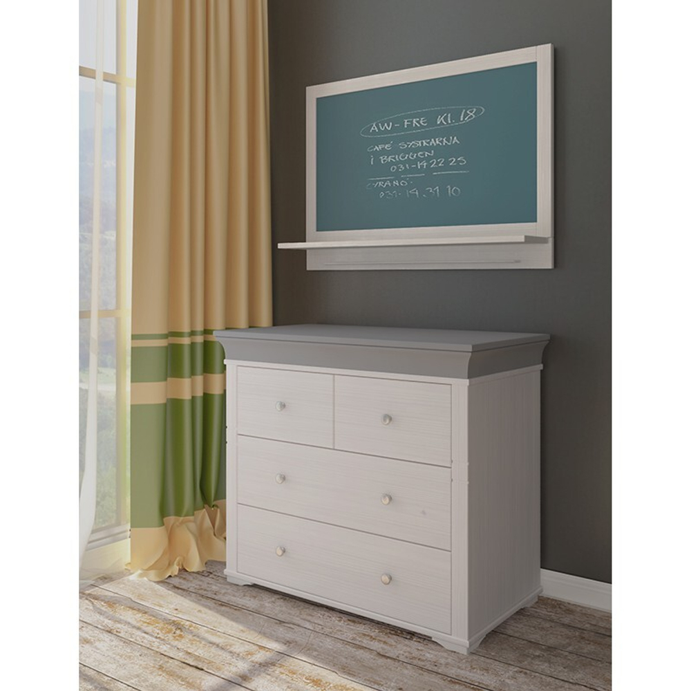 Комод «Бейли» с 4 ящиками белый воск/антрацит