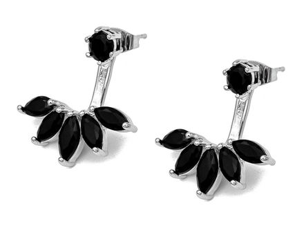 Серьги-джекеты "Crystal Flower Black" 25мм