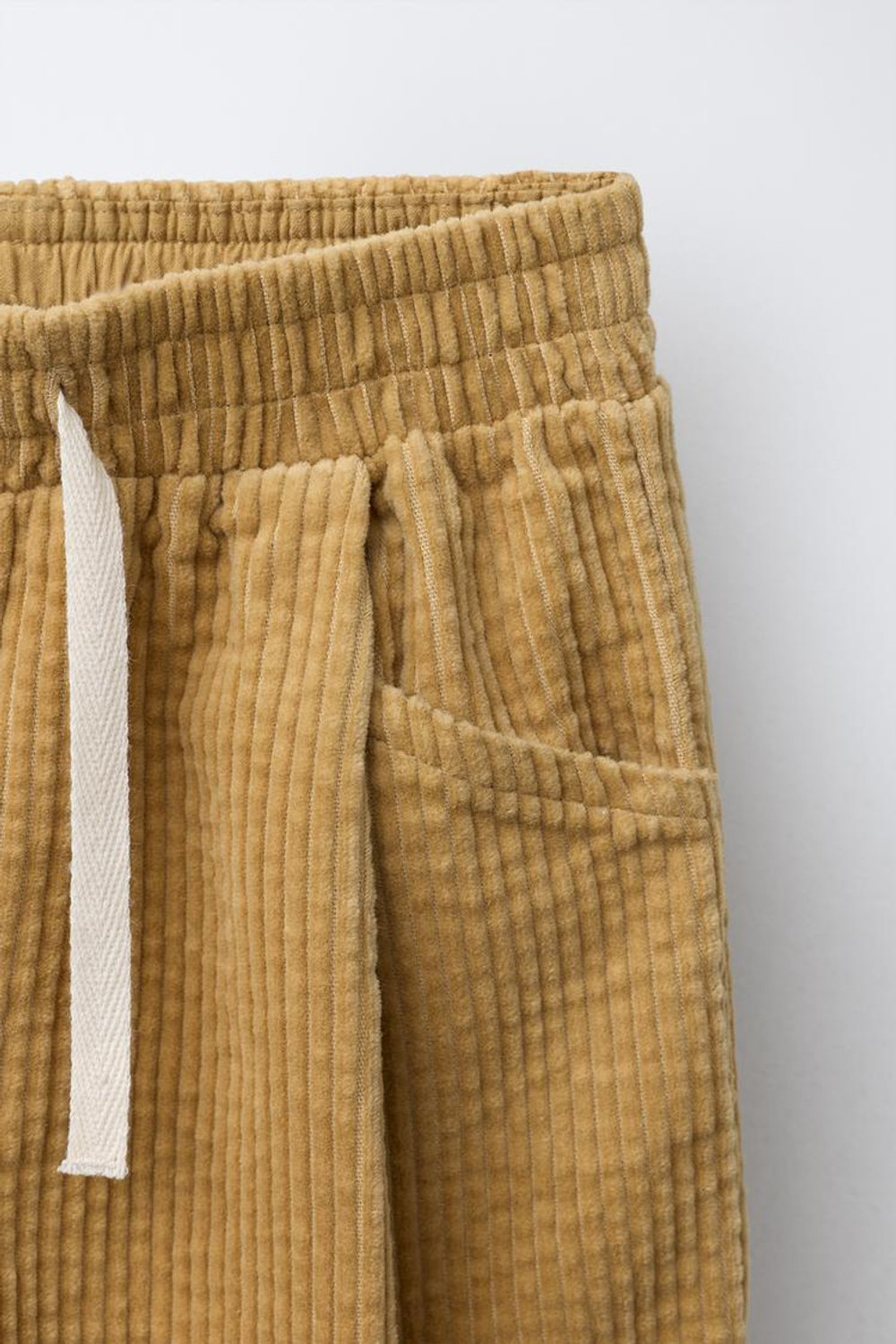 ZARA ВЕЛЬВЕТОВЫЕ БРЮКИ-КЮЛОТЫ С КРУЖЕВОМ, ОХРА