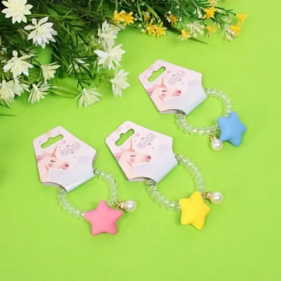 Резинка для волос силиконовая «Salon Bon Bon», звезда, микс 5 цветов, d-5,5см, ( подвес единорог)