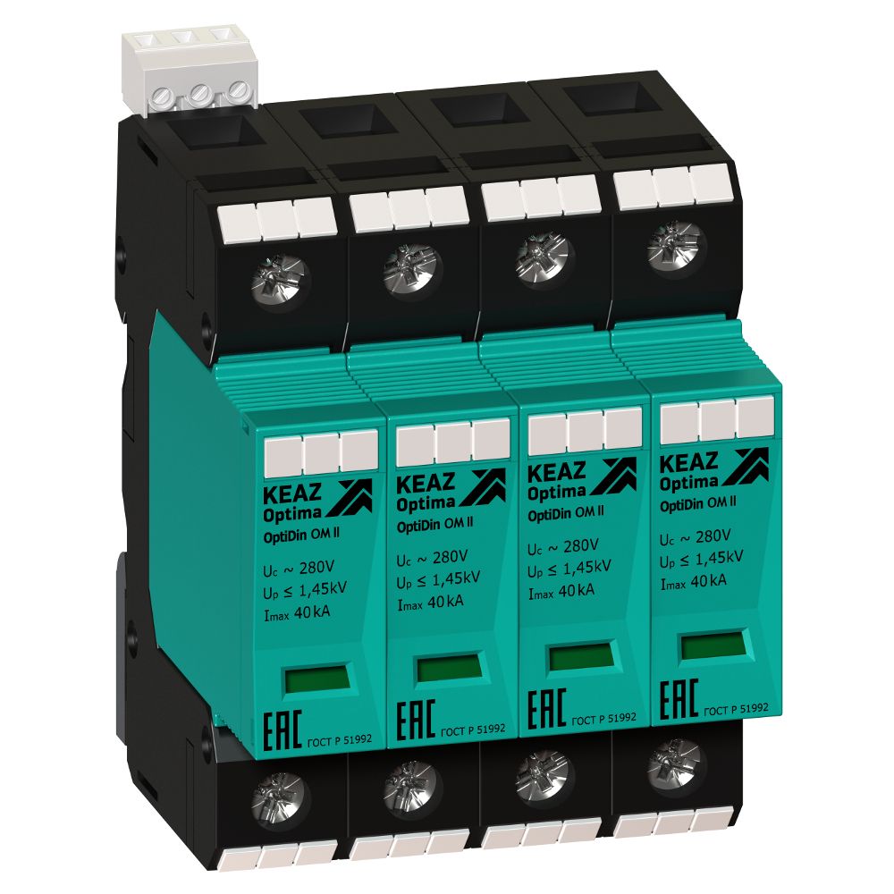 Ограничитель импульсных перенапряжений (УЗИП) OptiDin OM-II-4-280/40/X КЭАЗ