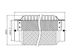 Гофра глушителя 60x200 мм InnerBraid UNIO EXP-60200