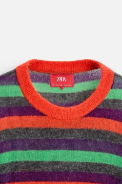 ZARA X HARRY LAMBERT СВИТЕР В ПОЛОСКУ, КРАСНЫЙ