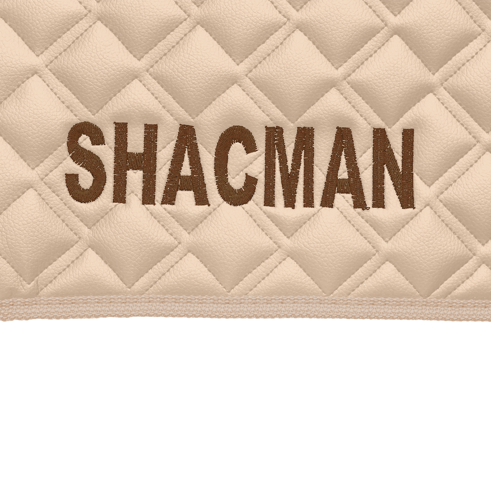 Ковры SHACMAN F3000 (экокожа, бежевый, бежевый кант, коричневая вышивка)