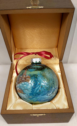 Шар новогодний с ручной росписью Палех "Снегурочка" в футляре