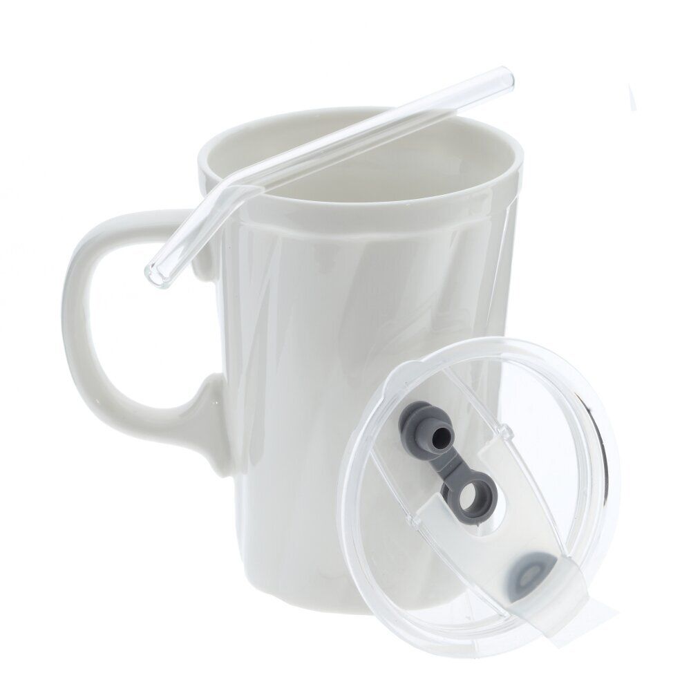 GAEM Кружка с крышкой и трубочкой, 380 мл, L12 W8,5 H16 см, 4в.