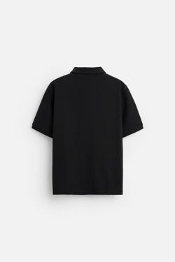 ZARA ПОЛО ИЗ РЕЛЬЕФНОЙ ТКАНИ, ЧЕРНЫЙ