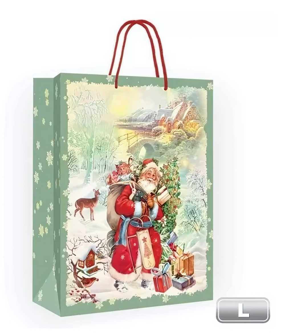 Пакет подарочный ламинированный L "Дед Мороз и ёлка" 50001456 (ТМ Праздник)