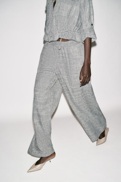 ZARA ШИРОКИЕ БРЮКИ, СЕРЫЙ МЕЛАНЖ