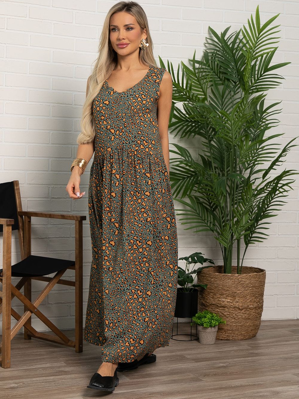 Сарафан Нерея (зеленый/лео) П15605-1М LT Collection