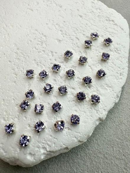 Шатоны 4 мм, Фиалка в серебре, 25 шт