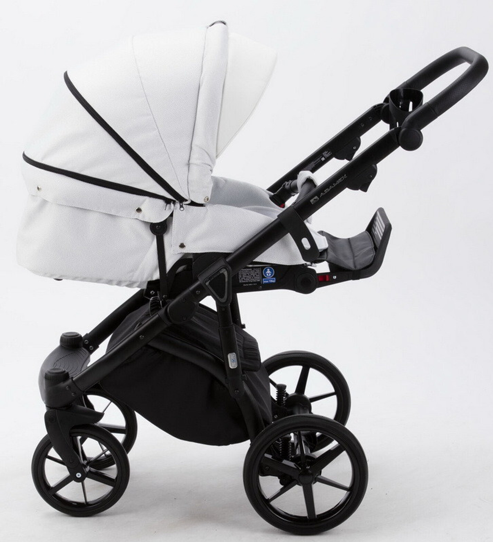 Детская коляска Adamex Bibione 2 в 1 BI-PS76 (БЕЛАЯ РОГОЖКА+БЕЛ.КОЖА)