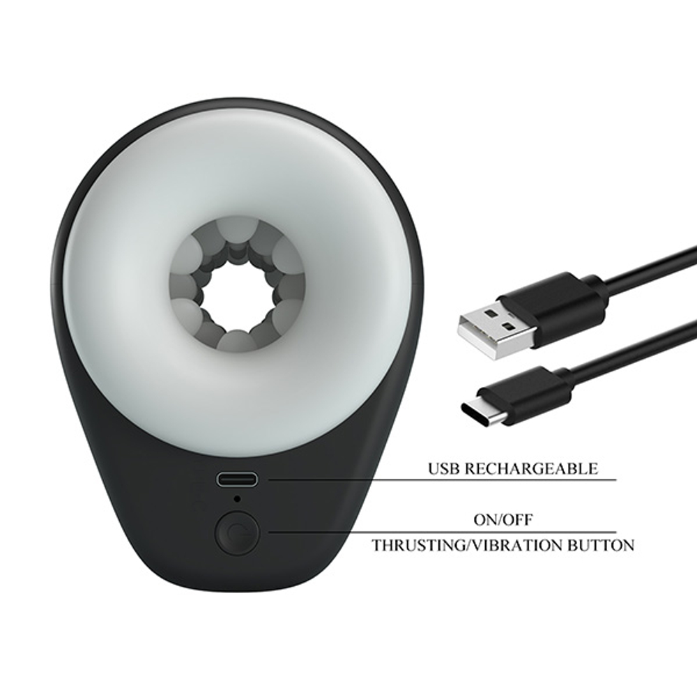 Черный автоматический вибромастурбатор 15,6см с поступательными движениями Pretty Love Masturbator DJ Girl Black BM-00900T92