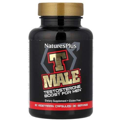 NaturesPlus, T Male, добавка с тестостероном для мужчин, 60 растительных капсул