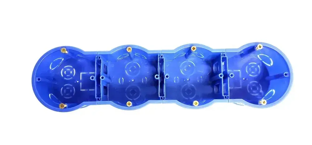 Установочная коробка Электро 4-х местная для твердых стен (кирпич, бетон) 285х75х45 синяя 2 шт