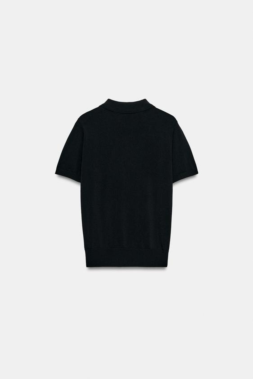 ZARA ТРИКОТАЖНОЕ ПОЛО С КОРОТКИМИ РУКАВАМИ, ЧЕРНЫЙ