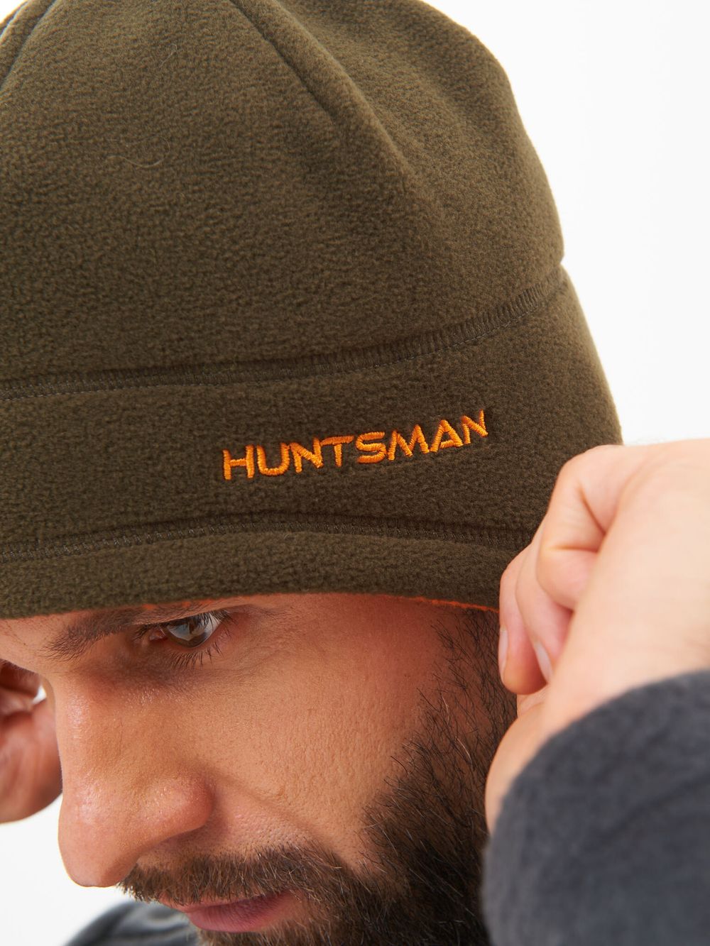 Шапка двухсторонняя ткань Флис цвет Хаки/Оранжевый