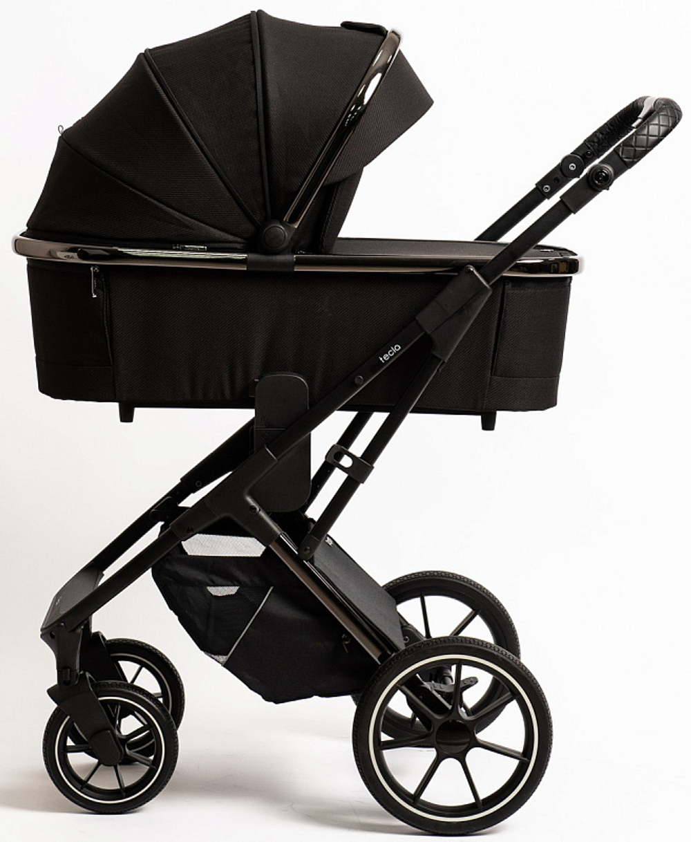 Детская коляска Peppy Tecla 3 в 1 с автокреслом Rise Shadow Black Chrome Edition (Черный)