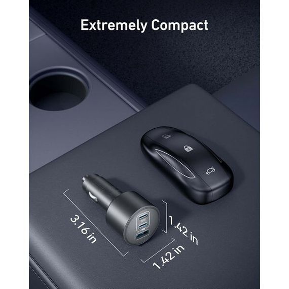 Автомобильное зарядное устройство Anker Nano Car Charger USB-C 167.5 Вт 3 порта (B2737HA1) Black