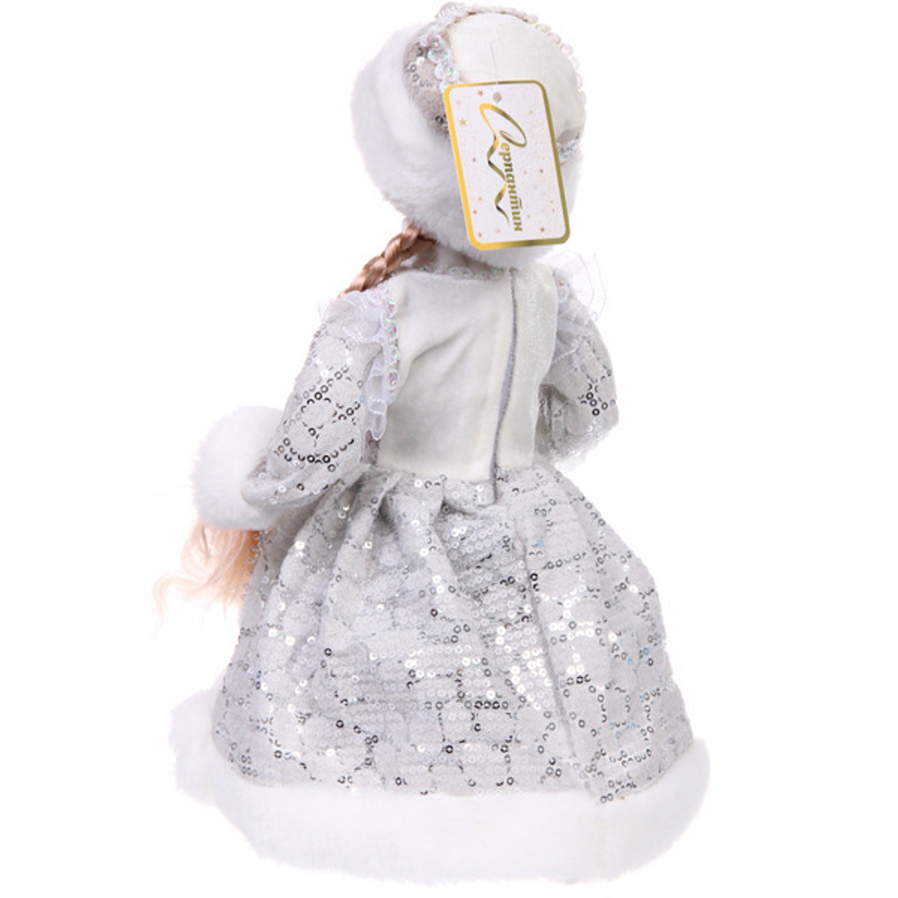 Снегурочка музыкальная «Прекрасная краса» в серебряной шубке 30 см