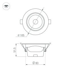Светильник LTD-POLAR-TURN-R105-10W Warm3000 (WH, 36 deg, 230V) (Arlight, IP20 Пластик, 3 года) 032867