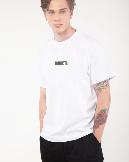 Футболка ЮНОСТЬ Большой кот - фиштейл Белый