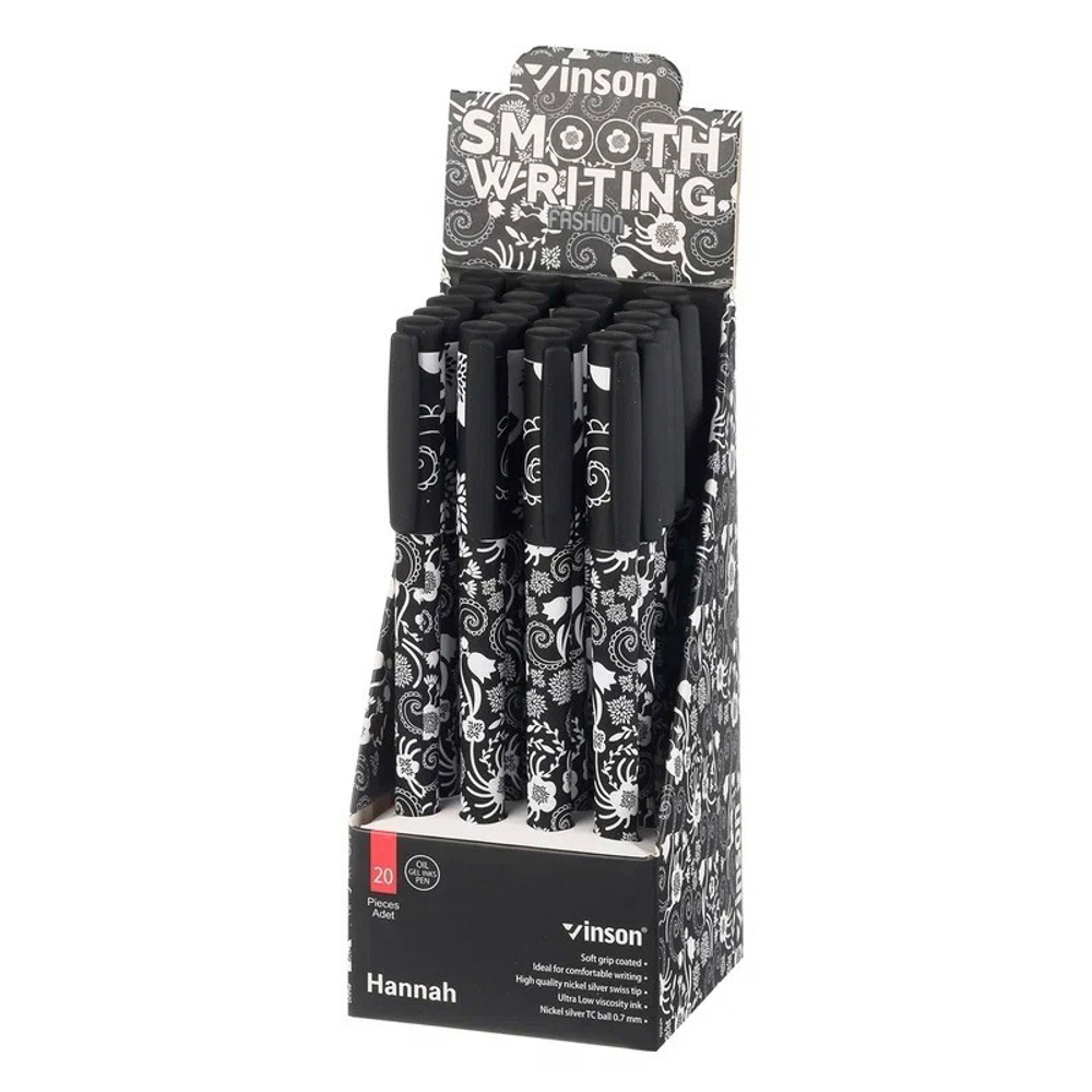 Ручка шариковая, масляная, Vinson, синие чернила, серия "Hannah", 20 шт