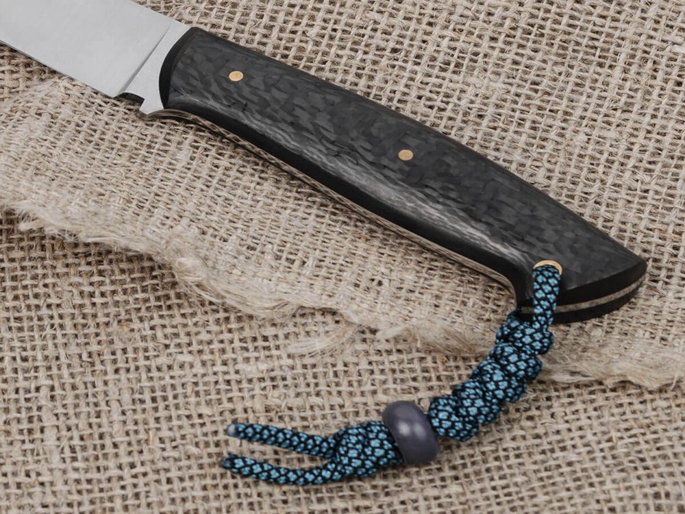 Нож для бушкрафта "Куница", сталь VG-10/Elmax, рукоять карбон (черный спейсер)