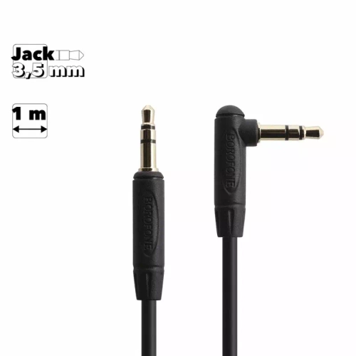 Аудио кабель угловой AUX BOROFONE BL4 3.5мм jack на 3.5мм jack 1 метр чёрный