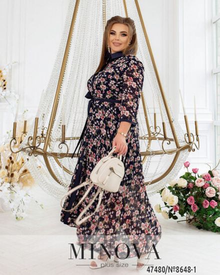 Платье 8648-1-тёмно-синий Minova Фото 2