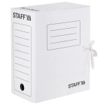 Папка архивная с завязками А4 (325х250 мм), 150 мм, до 1400 листов, микрогофрокартон, БЕЛАЯ, STAFF