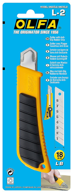 Нож Olfa L-2 с резиновыми накладками, трещоточный фиксатор, 18 мм OL-L-2