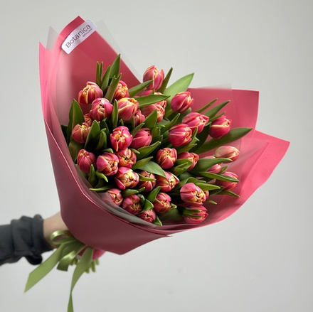 Букет из 35 пионовидных розовых тюльпанов «Колумбус». Букет 1087.